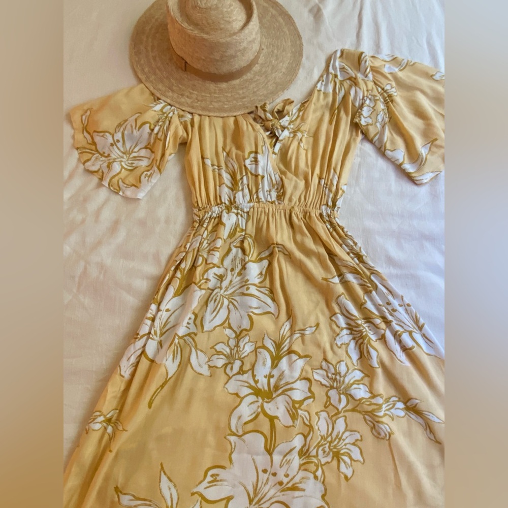 Tiare Hawaii Yellow Floral Maxi Dress